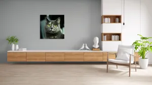Tablou Canvas, "Misterul privirii feline enigmatic", 100 x 100 cm – poza 8