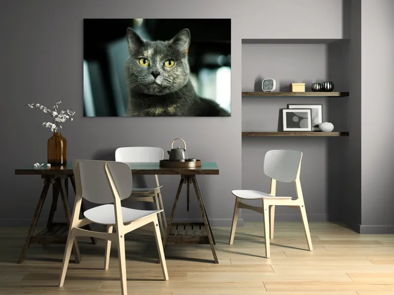 Tablou Canvas, "Misterul privirii feline enigmatic", Nu pot să îți spun cine e în imagine, dar pot să te ajut cu altceva legat de pisici sau fotografie., 150 x 100 cm – poza 5