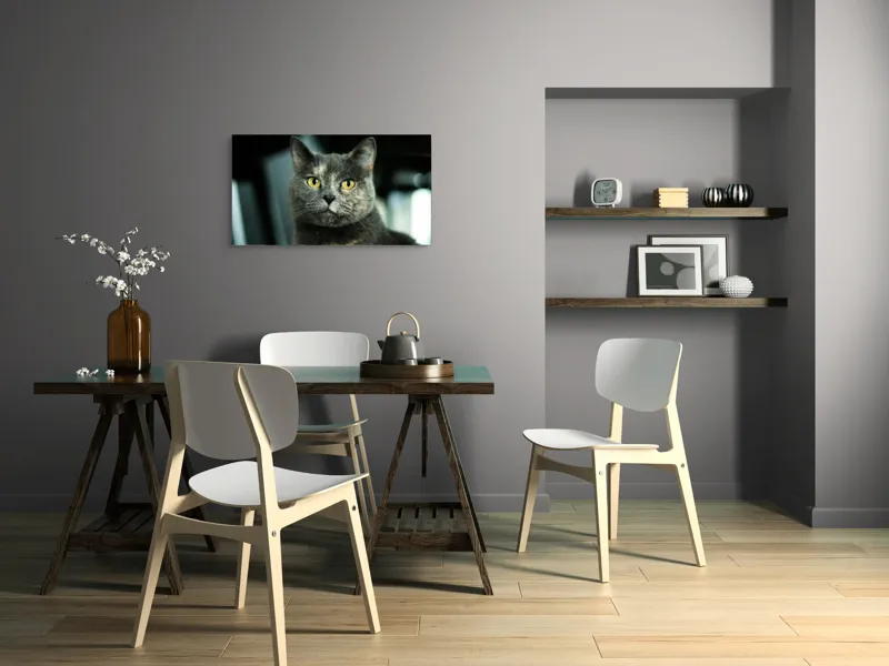 Tablou Canvas, "Misterul privirii feline enigmatic", Nu pot să îți spun cine e în imagine, dar pot să te ajut cu altceva legat de pisici sau fotografie., 90 x 50 cm – poza 3