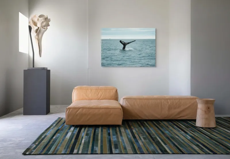 Tablou Canvas, "Coada impunătoare a balenei albastre", Ocean, Balena, Coada, Valuri, Cer, Liber, Apă, Natură., 100 x 70 cm – poza 7