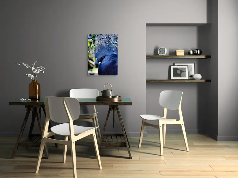 Tablou Canvas, "Misterul păsării cu creastă regală", Elegant, Regal, Impunător, Culori, Delicat, Păun, Privire, Albastru, Vibrant, Textură, 50 x 70 cm – poza 5