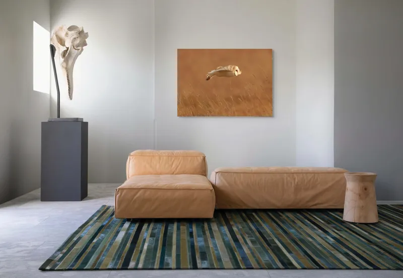 Tablou Canvas, "Bufnița în zbor de seară liniștită", Bufniță, Zbor, Câmpie, Vânătoare, Timp, Natură, Liniște, Eleganță, 100 x 70 cm – poza 7