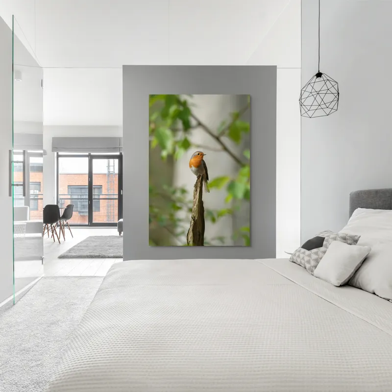 Tablou Canvas, "Pițigoiul în așteptarea primăverii", Păsărică, Ramură, Plante, Verde, Penaj, Delicatețe, Frumusețe, Natural, Calm, Echilibru, 100 x 150 cm – poza 5