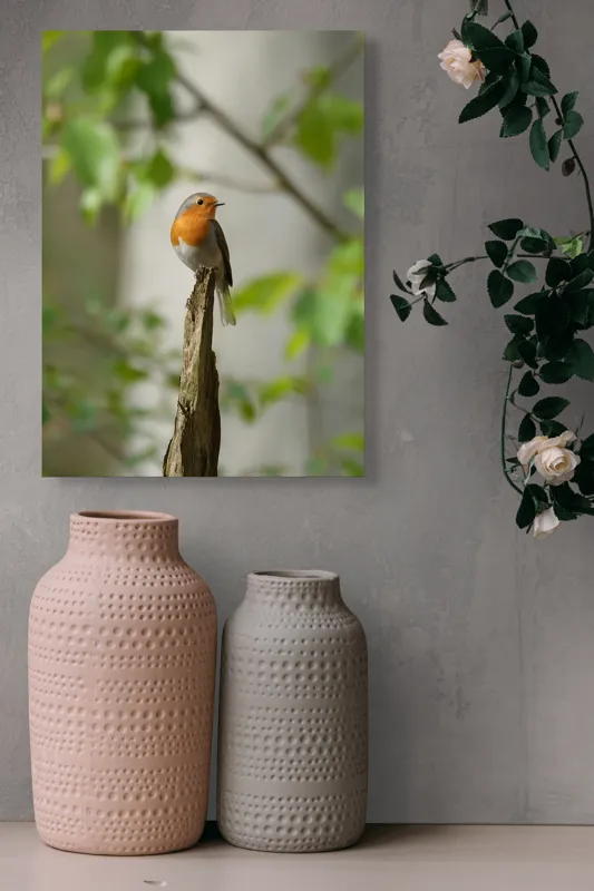 Tablou Canvas, "Pițigoiul în așteptarea primăverii", Păsărică, Ramură, Plante, Verde, Penaj, Delicatețe, Frumusețe, Natural, Calm, Echilibru, 39 x 54 cm – poza 6