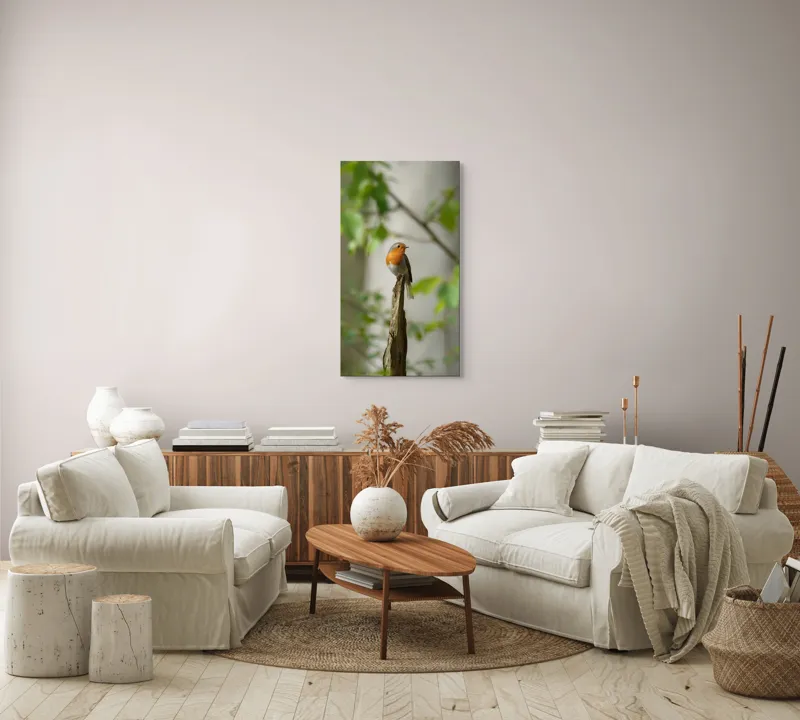 Tablou Canvas, "Pițigoiul în așteptarea primăverii", Păsărică, Ramură, Plante, Verde, Penaj, Delicatețe, Frumusețe, Natural, Calm, Echilibru, 50 x 90 cm – poza 7
