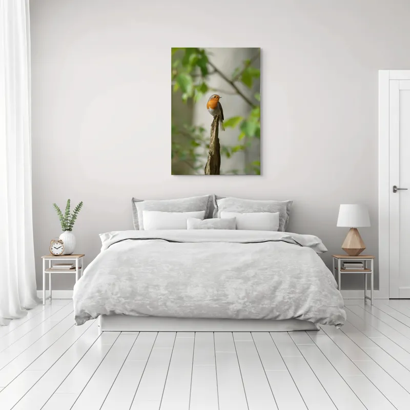 Tablou Canvas, "Pițigoiul în așteptarea primăverii", Păsărică, Ramură, Plante, Verde, Penaj, Delicatețe, Frumusețe, Natural, Calm, Echilibru, 70 x 100 cm – poza 3