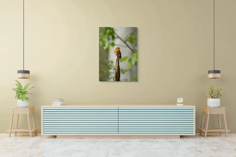 Tablou Canvas, "Pițigoiul în așteptarea primăverii", Păsărică, Ramură, Plante, Verde, Penaj, Delicatețe, Frumusețe, Natural, Calm, Echilibru, 70 x 100 cm – poza 5
