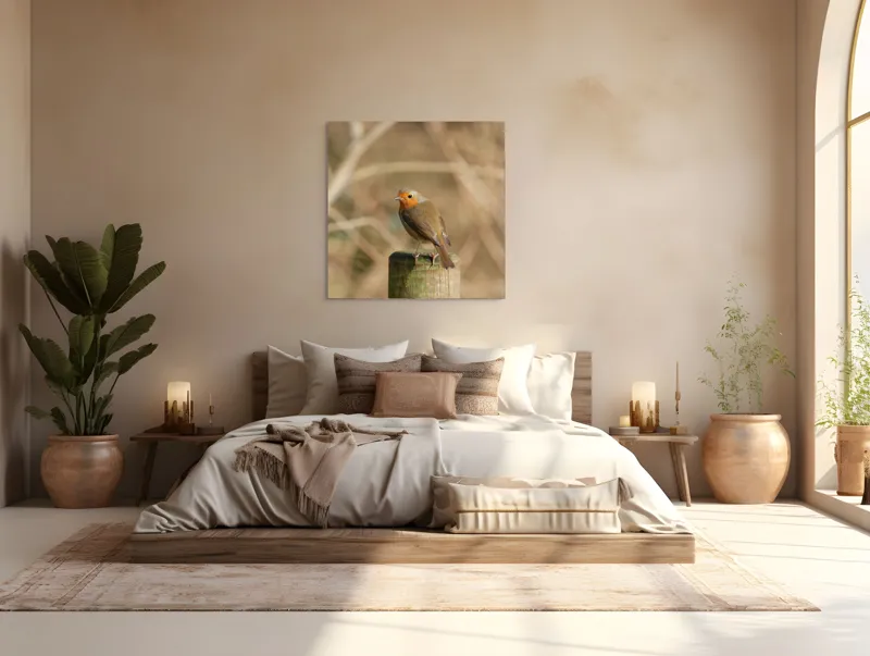 Tablou Canvas, "Ghindă printre crengi uscate", Pitic, Portocaliu, Activ, Delicat, Prudent, Firav, Observator, Solitar, 100 x 100 cm – poza 4