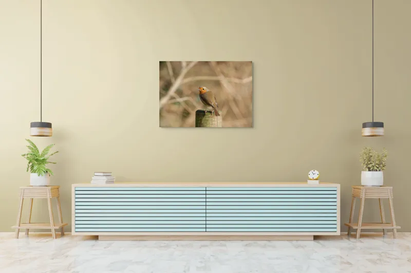 Tablou Canvas, "Ghindă printre crengi uscate", Pitic, Portocaliu, Activ, Delicat, Prudent, Firav, Observator, Solitar, 100 x 70 cm – poza 4