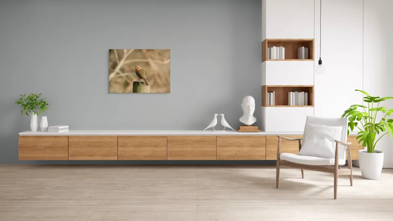 Tablou Canvas, "Ghindă printre crengi uscate", Pitic, Portocaliu, Activ, Delicat, Prudent, Firav, Observator, Solitar, 100 x 70 cm – poza 6