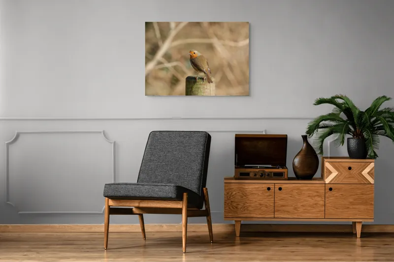 Tablou Canvas, "Ghindă printre crengi uscate", Pitic, Portocaliu, Activ, Delicat, Prudent, Firav, Observator, Solitar, 100 x 70 cm – poza 8