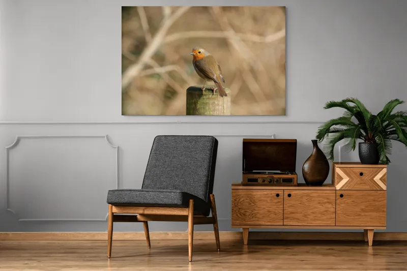 Tablou Canvas, "Ghindă printre crengi uscate", Pitic, Portocaliu, Activ, Delicat, Prudent, Firav, Observator, Solitar, 150 x 100 cm – poza 8
