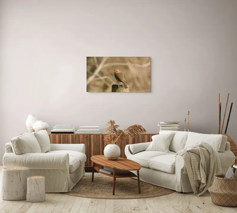 Tablou Canvas, "Ghindă printre crengi uscate", Pitic, Portocaliu, Activ, Delicat, Prudent, Firav, Observator, Solitar, 90 x 50 cm – poza 4