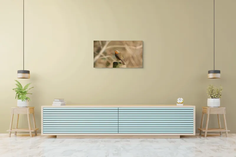 Tablou Canvas, "Ghindă printre crengi uscate", Pitic, Portocaliu, Activ, Delicat, Prudent, Firav, Observator, Solitar, 90 x 50 cm – poza 5