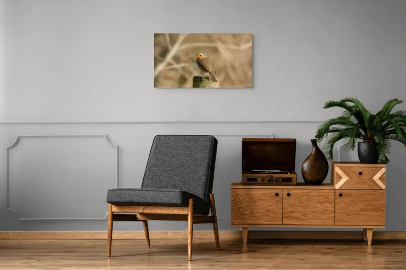 Tablou Canvas, "Ghindă printre crengi uscate", Pitic, Portocaliu, Activ, Delicat, Prudent, Firav, Observator, Solitar, 90 x 50 cm – poza 6