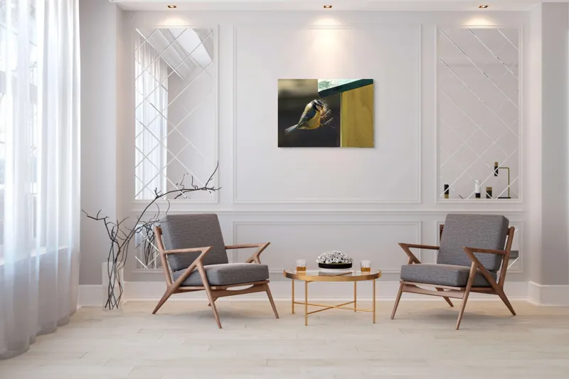 Tablou Canvas, "Pasărea își construiește cuibul perfect", Pene, Zbor, Cuib, Culori, Pasare, Constructie, Natura, Prindere, 100 x 70 cm – poza 5