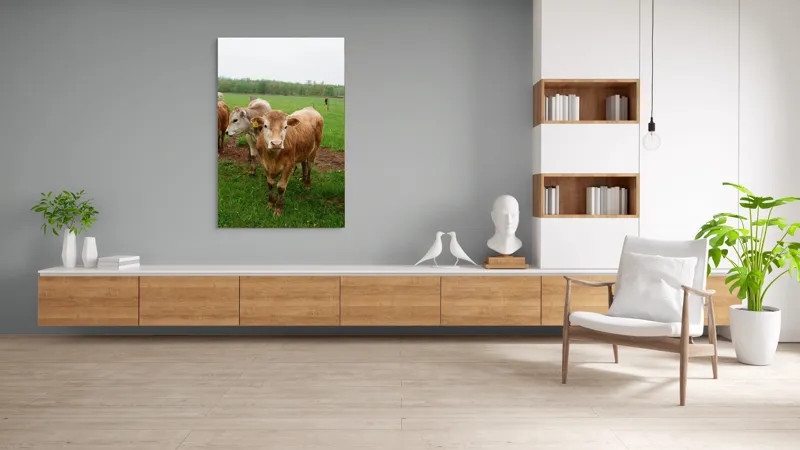 Tablou Canvas, "Vaci pășunând pe câmpie verde", I don't know who they are., 100 x 150 cm – poza 8