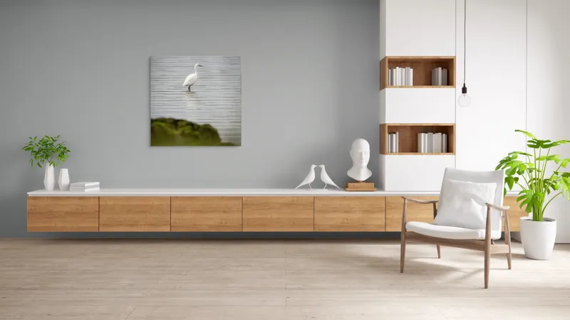 Tablou Canvas, "Egreta solitară pe lac liniștit", Pasăre, Apă, Reflecție, Stânci, Tranquilitate, Natură, Eleganță, 100 x 100 cm – poza 8