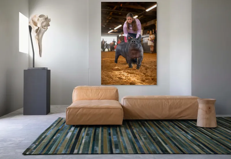 Tablou Canvas, "Tânără cu porc la expoziție agricolă", 100 x 150 cm – poza 7