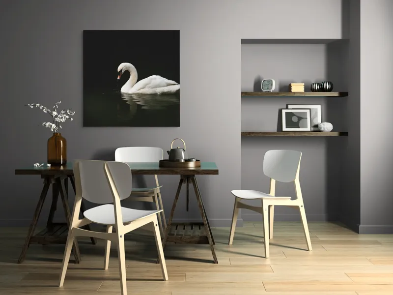 Tablou Canvas, "Lebăda solitară pe lac întunecat", Lebădă, Grație, Reflectare, Apă, Singurătate, Eleganță, Contrast, Liniște, 100 x 100 cm – poza 6