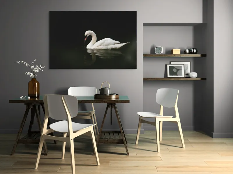 Tablou Canvas, "Lebăda solitară pe lac întunecat", Lebădă, Grație, Reflectare, Apă, Singurătate, Eleganță, Contrast, Liniște, 150 x 100 cm – poza 5