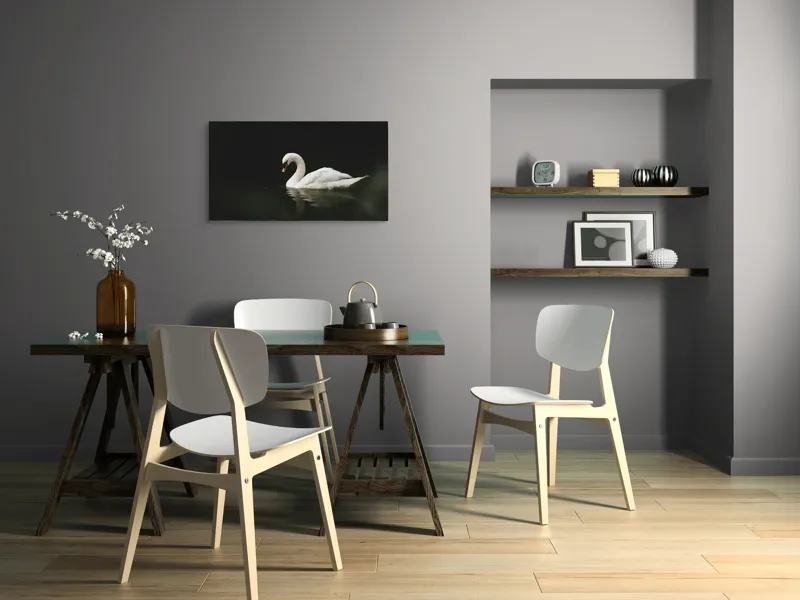 Tablou Canvas, "Lebăda solitară pe lac întunecat", Lebădă, Grație, Reflectare, Apă, Singurătate, Eleganță, Contrast, Liniște, 90 x 50 cm – poza 3
