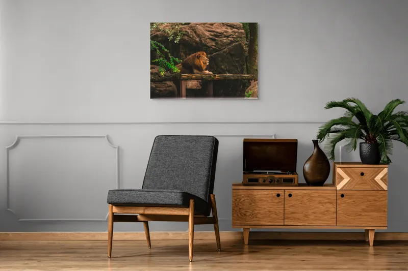 Tablou Canvas, "Regele leu în habitatul său natural", Majestic, Regal, Powerful, Serene, Observant, Natural, Kingly, Relaxed, 100 x 70 cm – poza 8