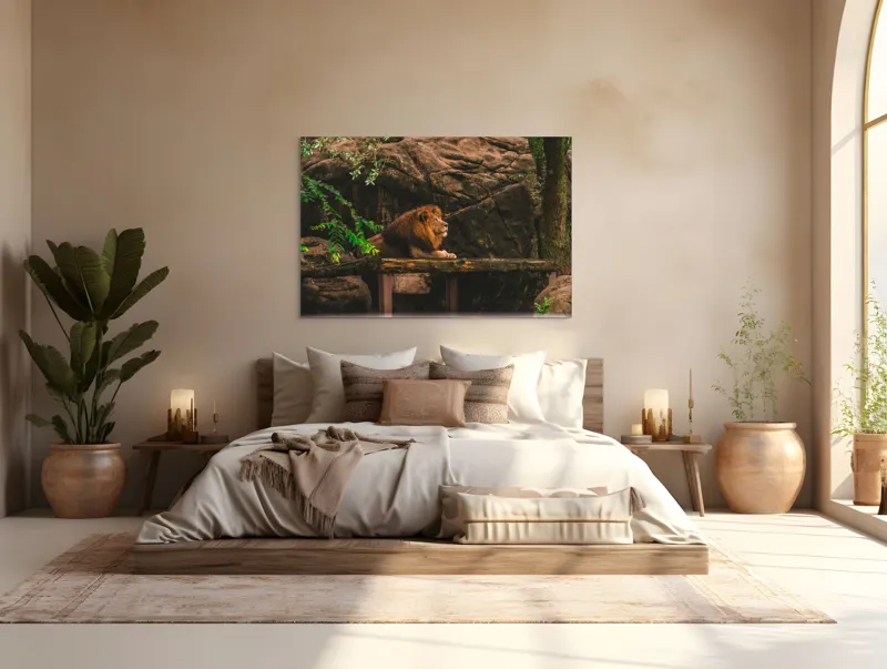 Tablou Canvas, "Regele leu în habitatul său natural", Majestic, Regal, Powerful, Serene, Observant, Natural, Kingly, Relaxed, 150 x 100 cm – poza 4