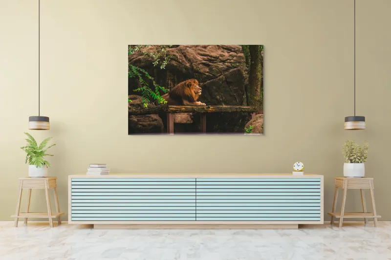 Tablou Canvas, "Regele leu în habitatul său natural", Majestic, Regal, Powerful, Serene, Observant, Natural, Kingly, Relaxed, 150 x 100 cm – poza 6