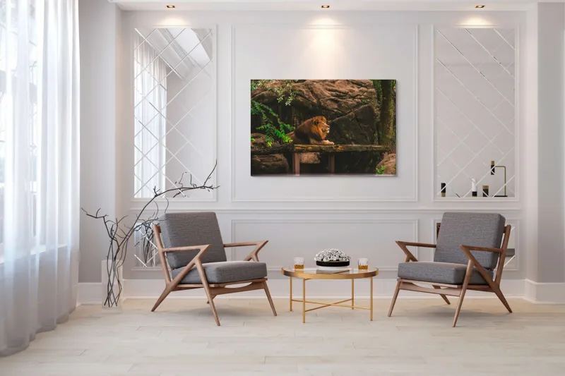 Tablou Canvas, "Regele leu în habitatul său natural", Majestic, Regal, Powerful, Serene, Observant, Natural, Kingly, Relaxed, 150 x 100 cm – poza 7