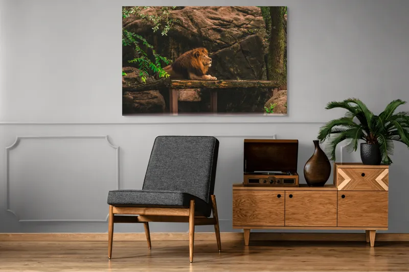 Tablou Canvas, "Regele leu în habitatul său natural", Majestic, Regal, Powerful, Serene, Observant, Natural, Kingly, Relaxed, 150 x 100 cm – poza 8
