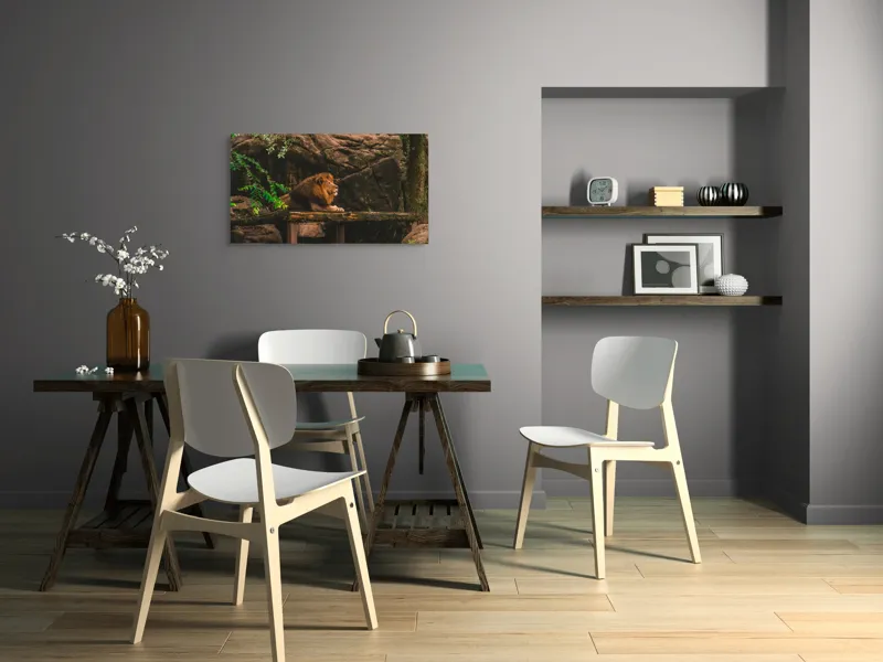 Tablou Canvas, "Regele leu în habitatul său natural", Majestic, Regal, Powerful, Serene, Observant, Natural, Kingly, Relaxed, 90 x 50 cm – poza 3