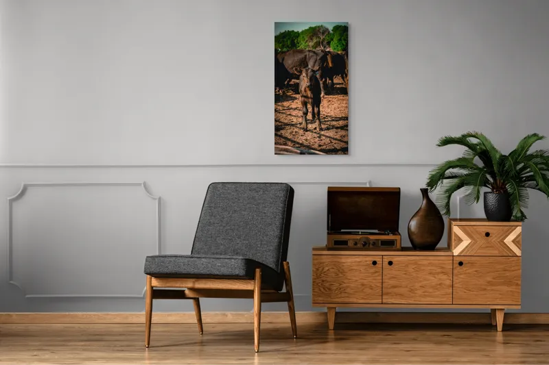 Tablou Canvas, "Vițel curios în lumina dimineții", Vițel, Pământ, Curiozitate, Troupe, Natură, Umbre, Verdeață, Cer., 50 x 90 cm – poza 8