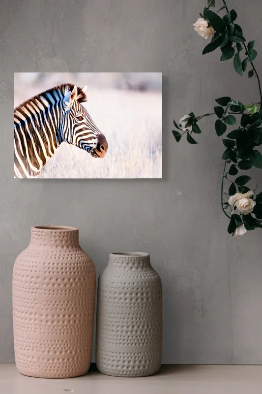 Tablou Canvas, "Zebră în lumina dimineții africane", Zebră, Dungată, Savana, Natură, Frumusețe, Contrast, Patrulape, Sălbatică, Unicitate, Serenitate, 54 x 39 cm – poza 8
