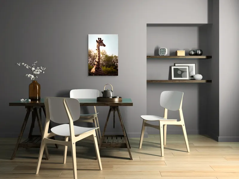 Tablou Canvas, "Girafa între crengi și lumină blândă", Giraffe, Nature, Sunlight, Trees, Wildlife, Birds, 50 x 70 cm – poza 5