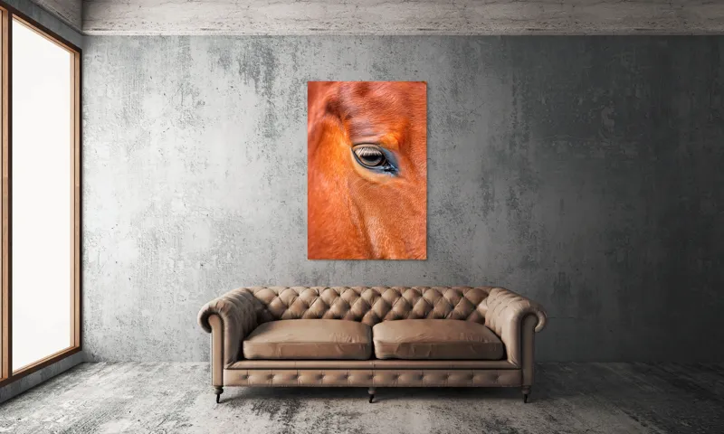 Tablou Canvas, "Privirea enigmatică a calului nobil", Calm, Ochii, Blândețe, Reflexie, Culoare, Textură, Eleganță, Vibrant., 100 x 150 cm – poza 6