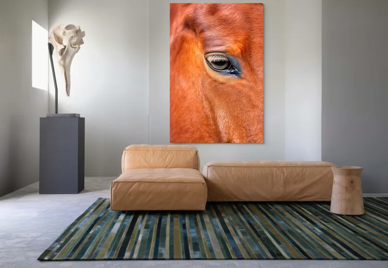 Tablou Canvas, "Privirea enigmatică a calului nobil", Calm, Ochii, Blândețe, Reflexie, Culoare, Textură, Eleganță, Vibrant., 100 x 150 cm – poza 7