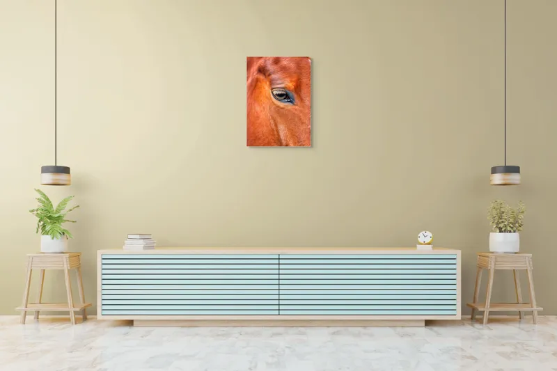 Tablou Canvas, "Privirea enigmatică a calului nobil", Calm, Ochii, Blândețe, Reflexie, Culoare, Textură, Eleganță, Vibrant., 50 x 70 cm – poza 6