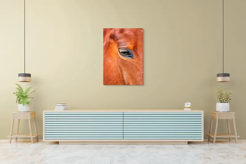 Tablou Canvas, "Privirea enigmatică a calului nobil", Calm, Ochii, Blândețe, Reflexie, Culoare, Textură, Eleganță, Vibrant., 70 x 100 cm – poza 5