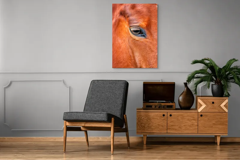 Tablou Canvas, "Privirea enigmatică a calului nobil", Calm, Ochii, Blândețe, Reflexie, Culoare, Textură, Eleganță, Vibrant., 70 x 100 cm – poza 6