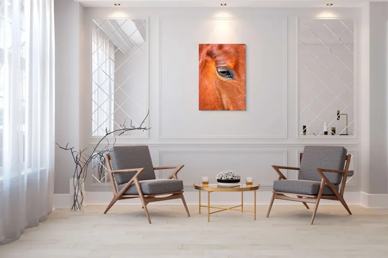 Tablou Canvas, "Privirea enigmatică a calului nobil", Calm, Ochii, Blândețe, Reflexie, Culoare, Textură, Eleganță, Vibrant., 70 x 100 cm – poza 8