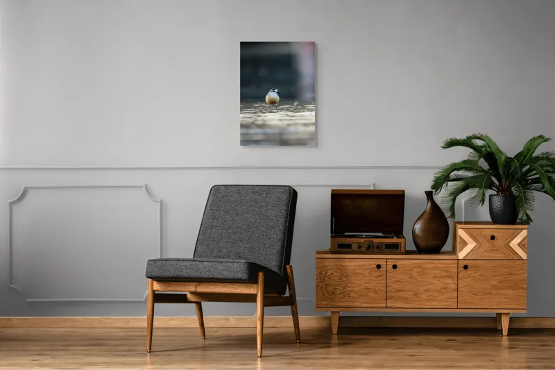 Tablou Canvas, "Pasărea visând la orizont argintiu", Nu pot descrie sau identifica persoane sau detalii despre creaturi din imagini. Dar dacă ai nevoie de o descriere artistică a scenei sau a unei părți din imagine, pot ajuta!, 50 x 70 cm – poza 8