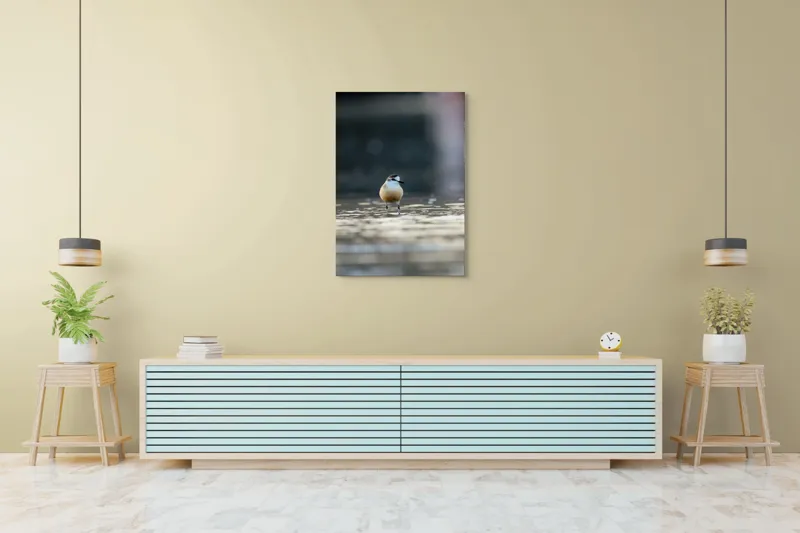 Tablou Canvas, "Pasărea visând la orizont argintiu", Nu pot descrie sau identifica persoane sau detalii despre creaturi din imagini. Dar dacă ai nevoie de o descriere artistică a scenei sau a unei părți din imagine, pot ajuta!, 70 x 100 cm – poza 5