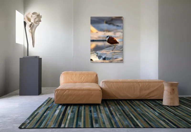 Tablou Canvas, "Păsărea solitară la apus de soare", Pasăre, Lac, Penaj, Apus, Stâncă, Reflecție, Natură, Serenitate, 70 x 100 cm – poza 7