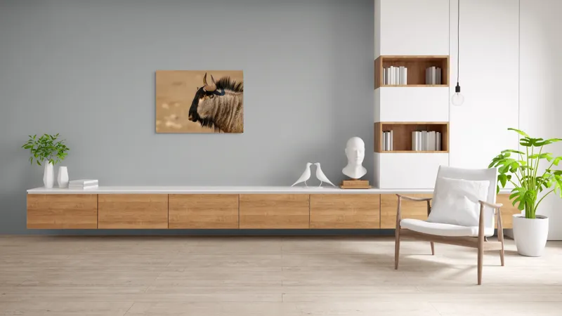 Tablou Canvas, "Gnu în lumina dimineții africane", Nu pot să identific sau să clasific animale din imagini., 100 x 70 cm – poza 6