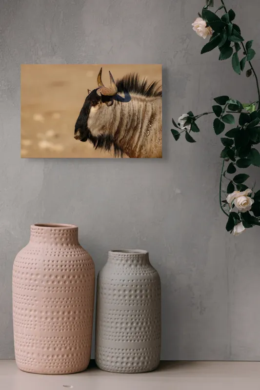 Tablou Canvas, "Gnu în lumina dimineții africane", Nu pot să identific sau să clasific animale din imagini., 39 x 26 cm – poza 4