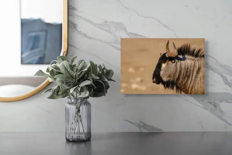Tablou Canvas, "Gnu în lumina dimineții africane", Nu pot să identific sau să clasific animale din imagini., 39 x 26 cm – poza 5