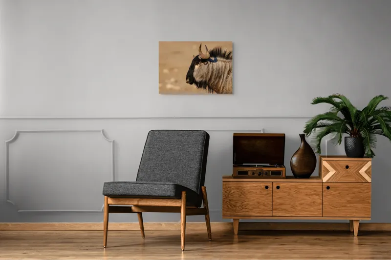 Tablou Canvas, "Gnu în lumina dimineții africane", Nu pot să identific sau să clasific animale din imagini., 70 x 50 cm – poza 4