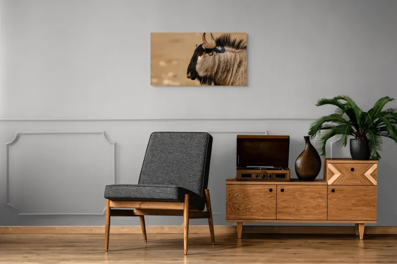 Tablou Canvas, "Gnu în lumina dimineții africane", Nu pot să identific sau să clasific animale din imagini., 90 x 50 cm – poza 6