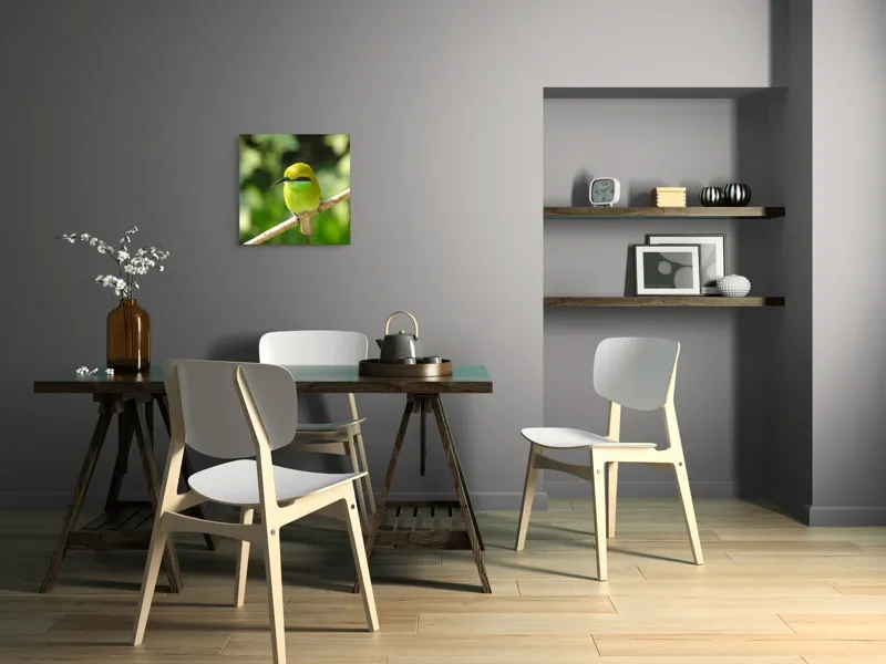 Tablou Canvas, "Splendoarea verde a naturii păsărilor", Nuanțe, Verde, Strălucire, Delicatețe, Prăjină, Natură, Eleganță, Privire, Viu, Blândețe, 50 x 50 cm – poza 8